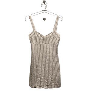 Forever21 Contemporary Line White Pinstripe Linen Dress